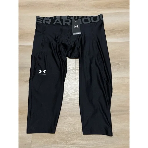 NWT Under Armour Compression Pants Heatgear Men's Size 2XL Black 3/4 Length - Picture 1 of 7